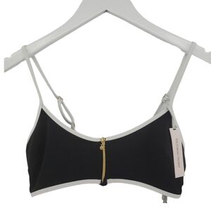 Victoria's Secret NWT Bikini Top Black Size Medium Zip Front Adjustable Straps